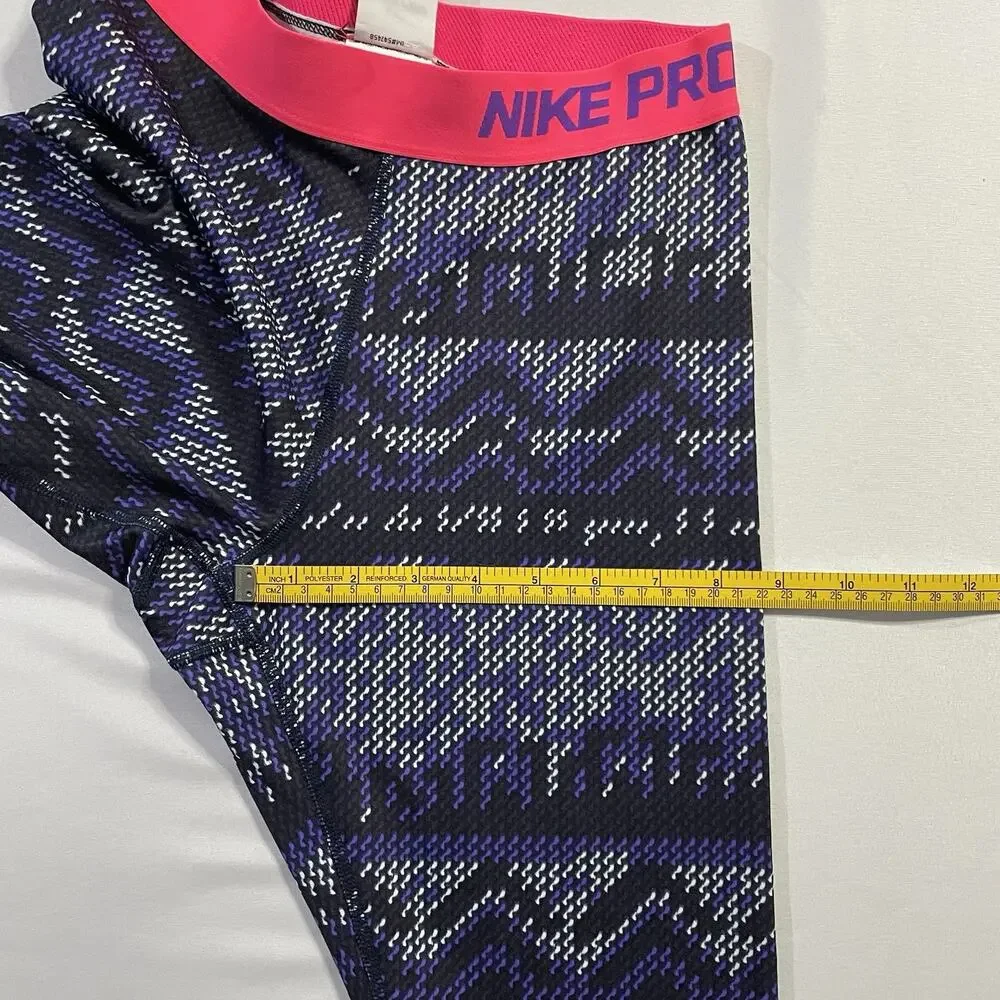 Nike‎ Pro Hyperwarm Women’s S Leggings Purple Geometric Nordic Print Pink Waist